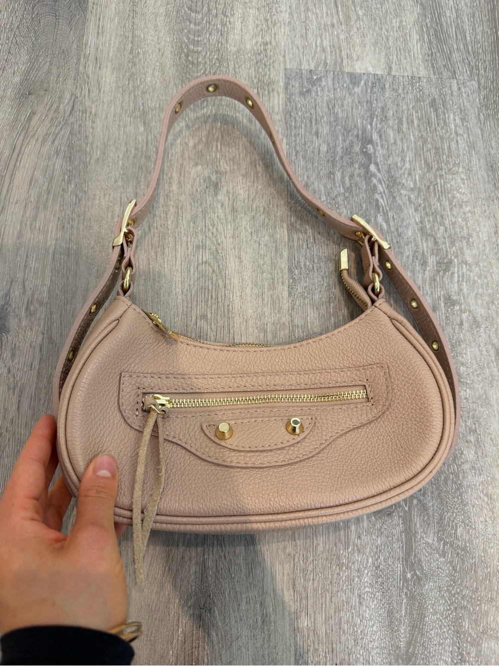 Made in Italy Dusty Pink Genuine Leather Shoulder Bag